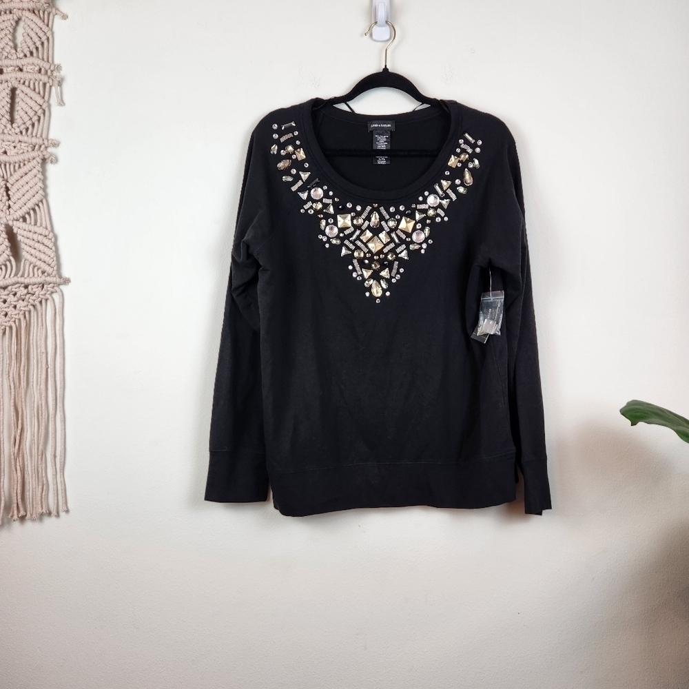LORD & TAYLOR embellished Cotton Modal Top Size XL NWT